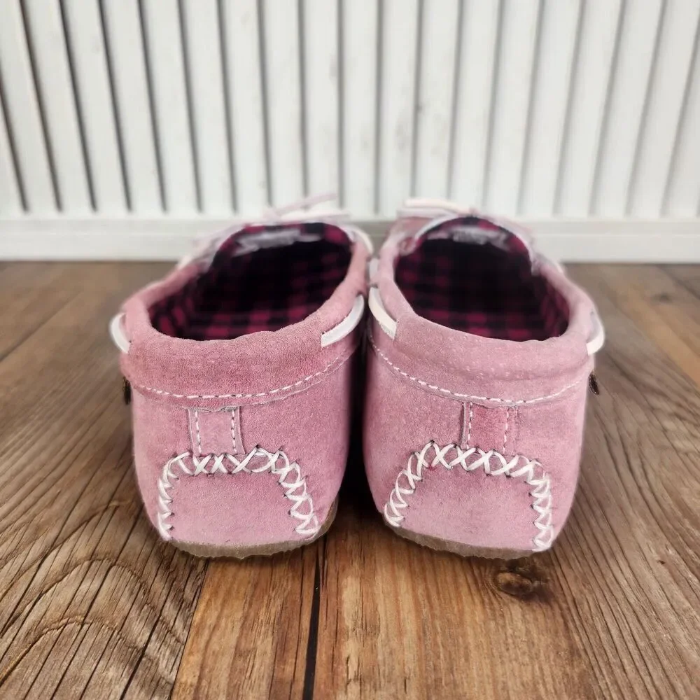 Old Friend Buckeye Pink Moccasin Slippers Child Sz 3 Fleece Lined Moc Toe 568100